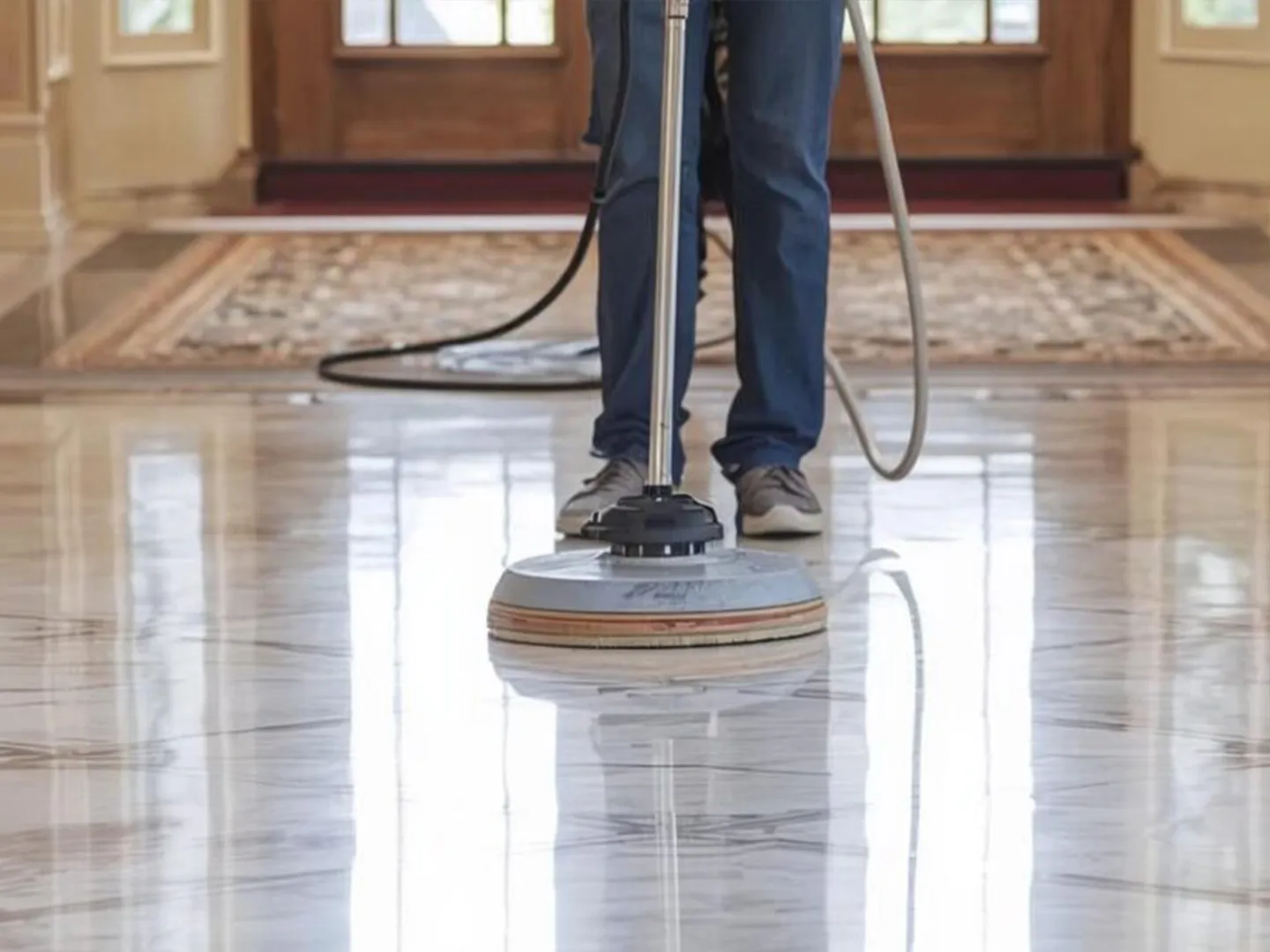 buffing-polish-a-beautiful-marble-foyer-floor-michigan-抛光